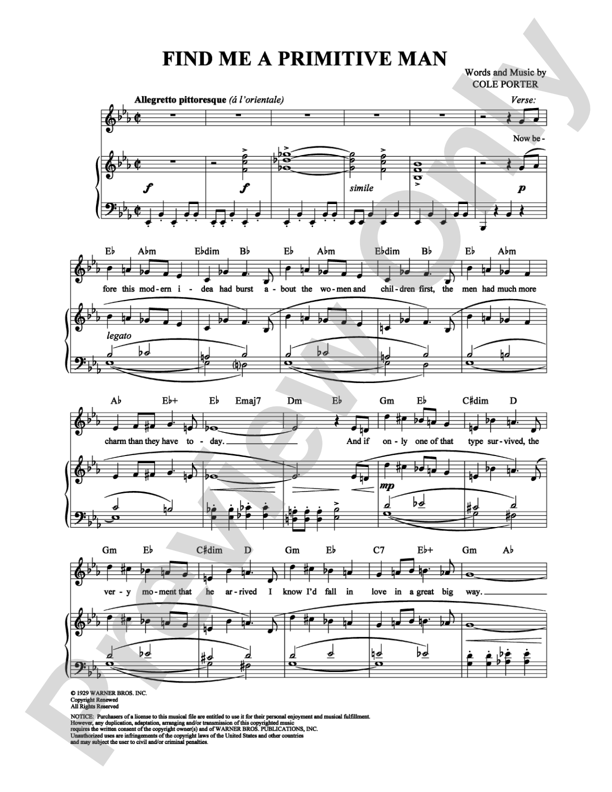 Find Me a Primitive Man: Piano/Vocal/Chords Digital Sheet Music