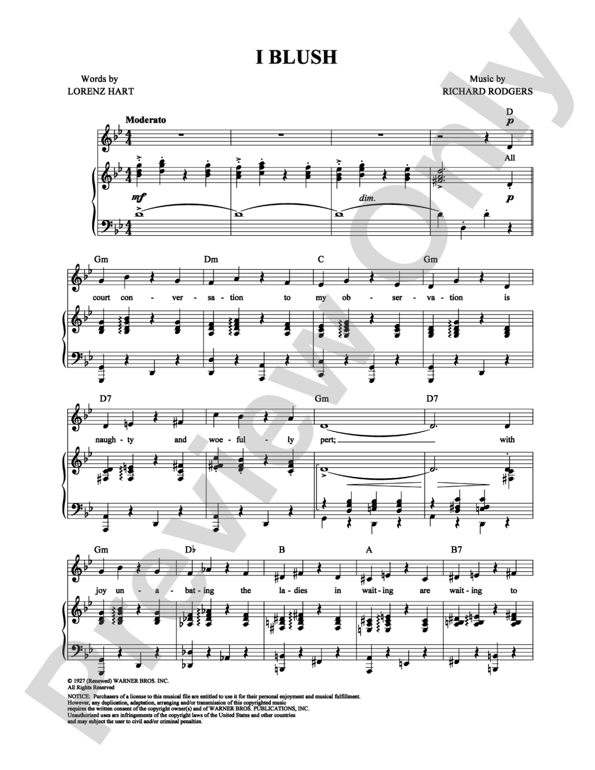 I Blush: Piano/Vocal/Chords Digital Sheet Music
