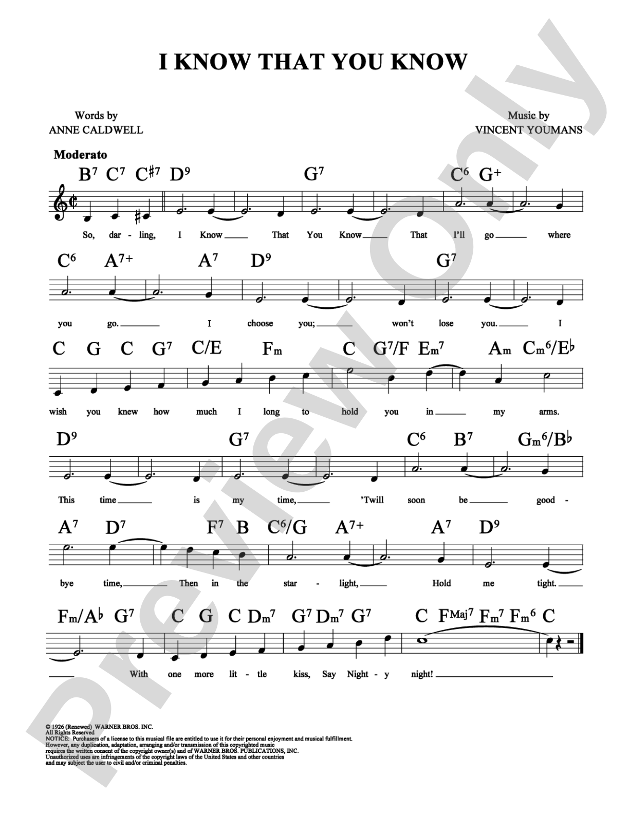 I Know That You Know: Lead Sheet Digital Sheet Music