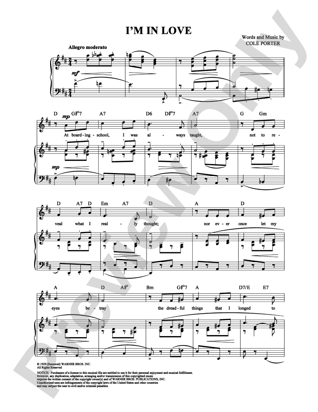 I'm in Love: Piano/Vocal/Chords Digital Sheet Music