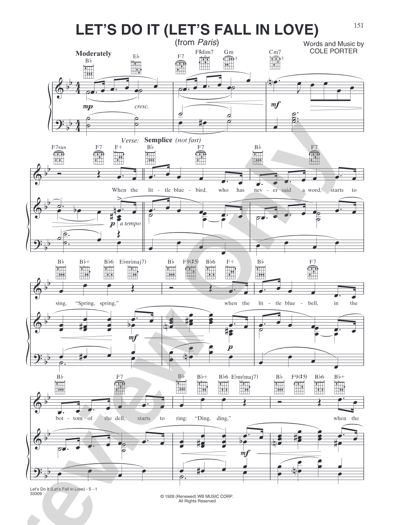 Let's Do It (Let's Fall in Love) (from "Paris"): Piano/Vocal/Chords