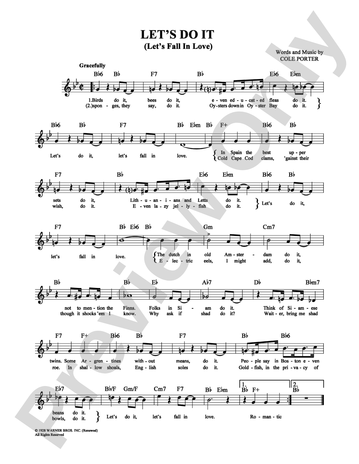Let's Do It (Let's Fall in Love): Lead Sheet Digital Sheet Music