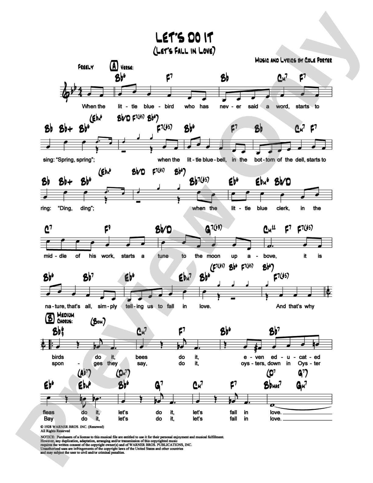 Let's Do It (Let's Fall in Love): Lead Sheet Digital Sheet Music