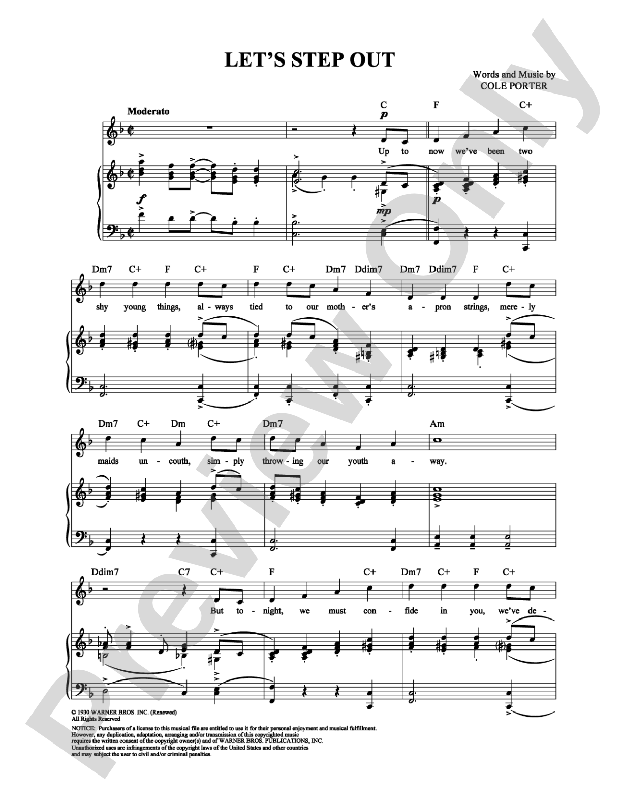 Let's Step Out: Piano/Vocal/Chords Digital Sheet Music