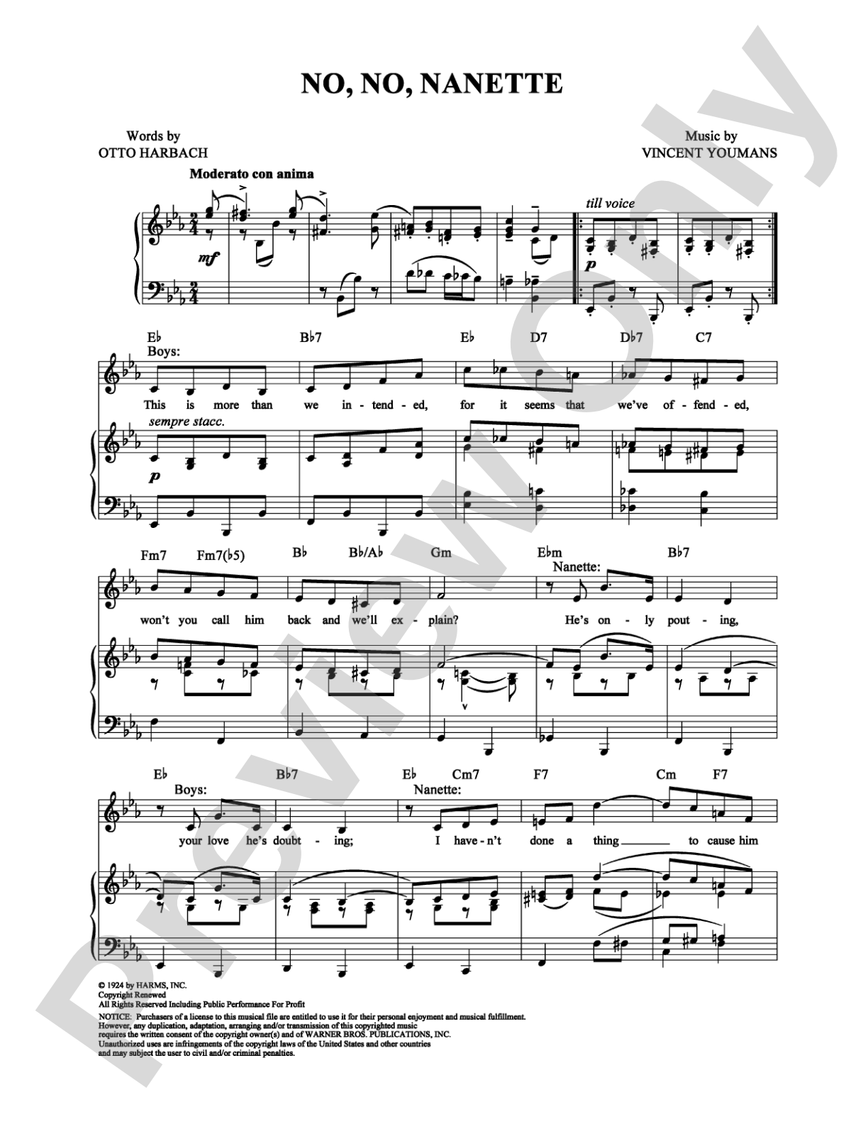 No, No, Nanette: Piano/Vocal/Chords Digital Sheet Music