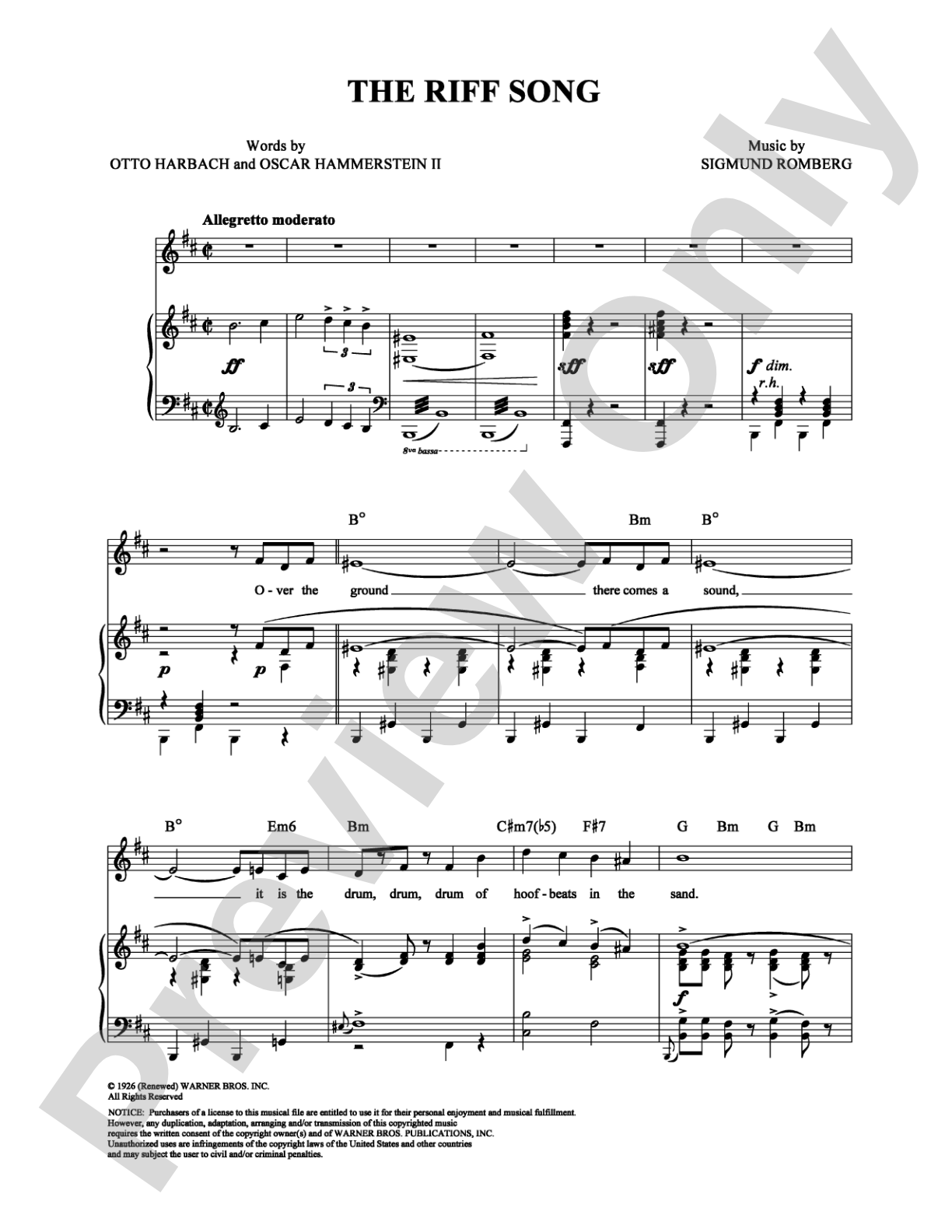 The Riff Song: Piano/Vocal/Chords Digital Sheet Music