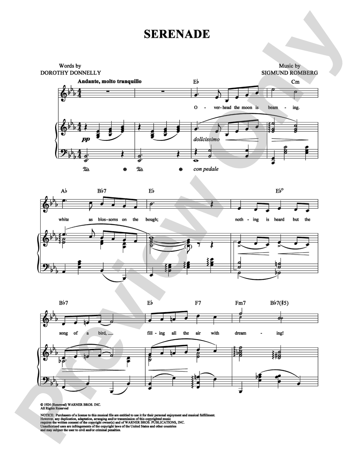 Serenade: Piano/Vocal/Chords Digital Sheet Music