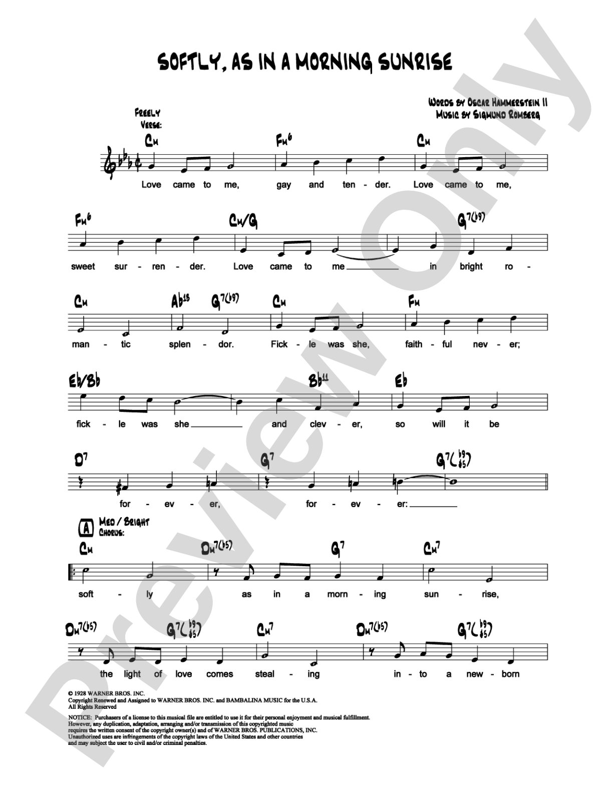 Softly, as in a Morning Sunrise: Lead Sheet Digital Sheet Music