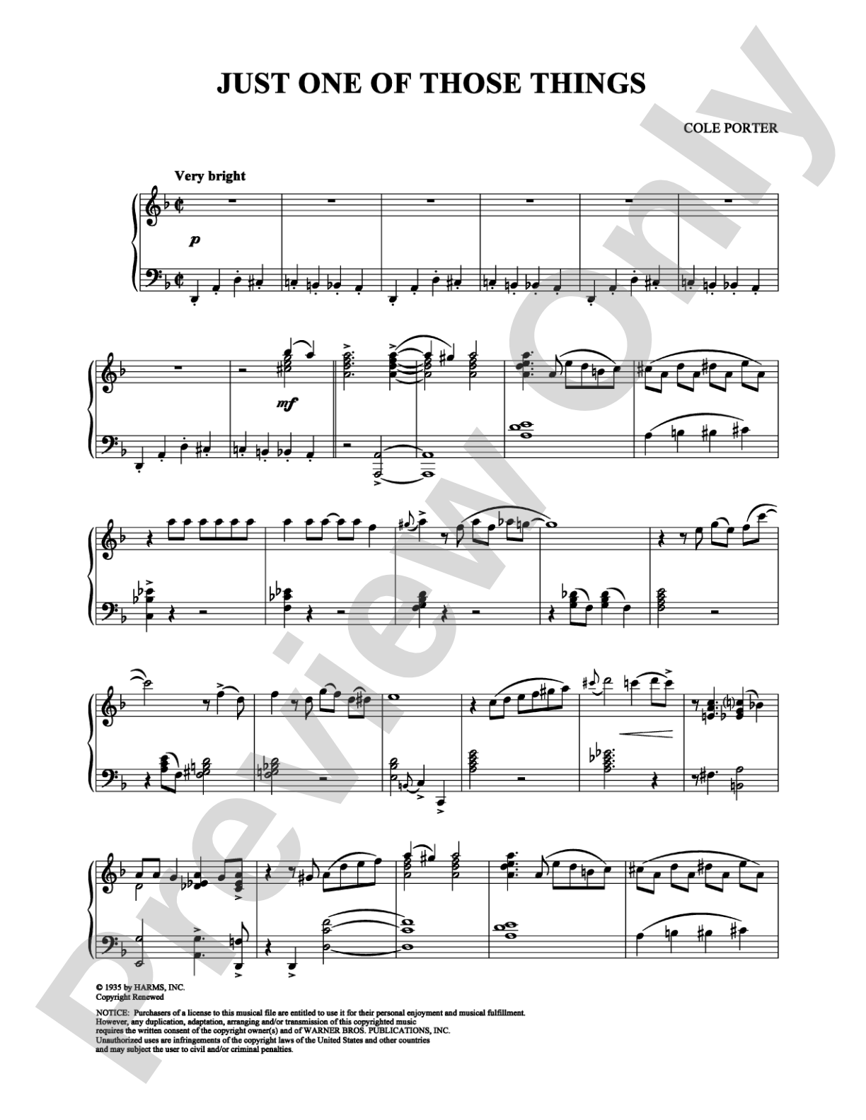 Just One of Those Things: Piano Digital Sheet Music