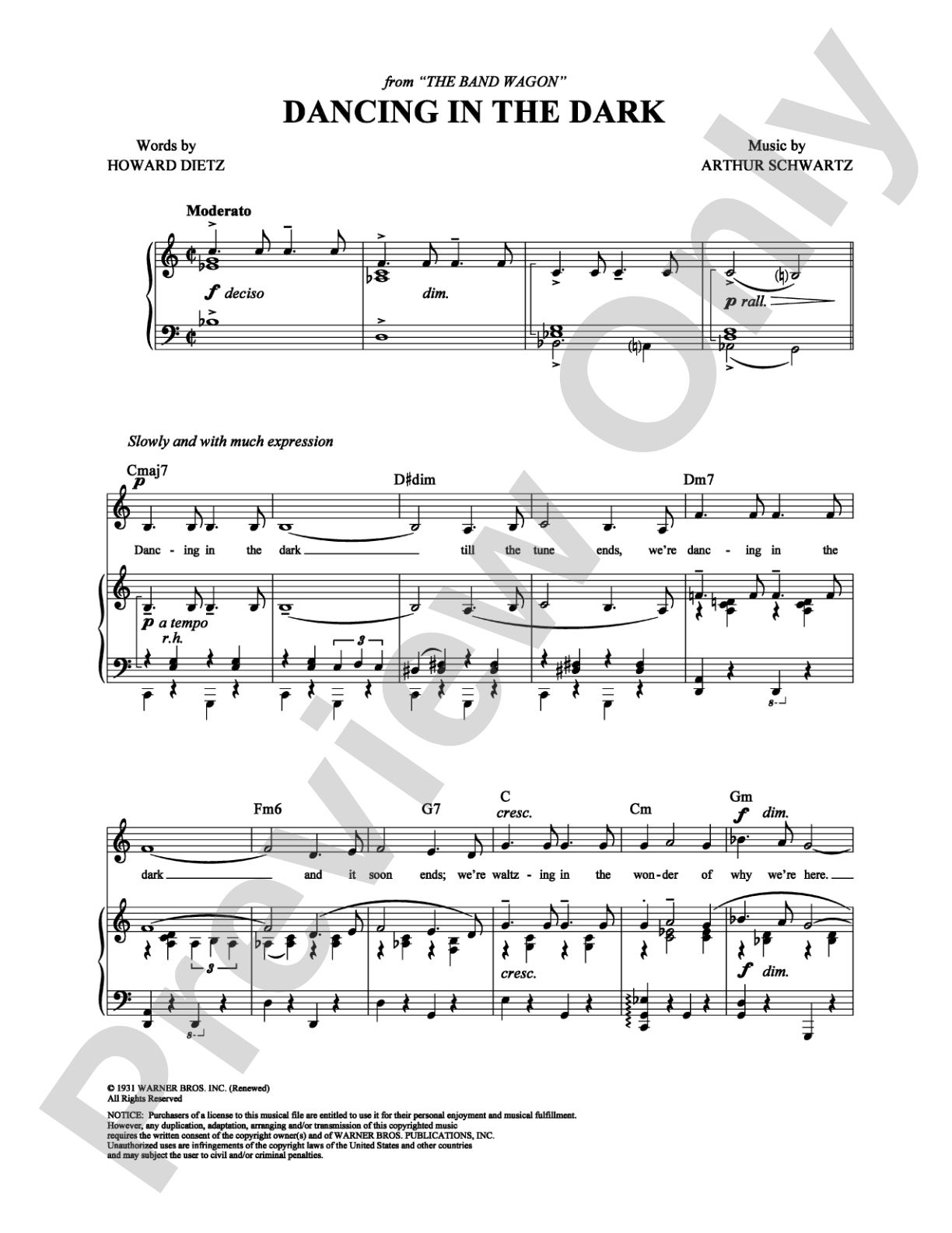 Dancing in the Dark: Piano/Vocal/Chords Digital Sheet Music