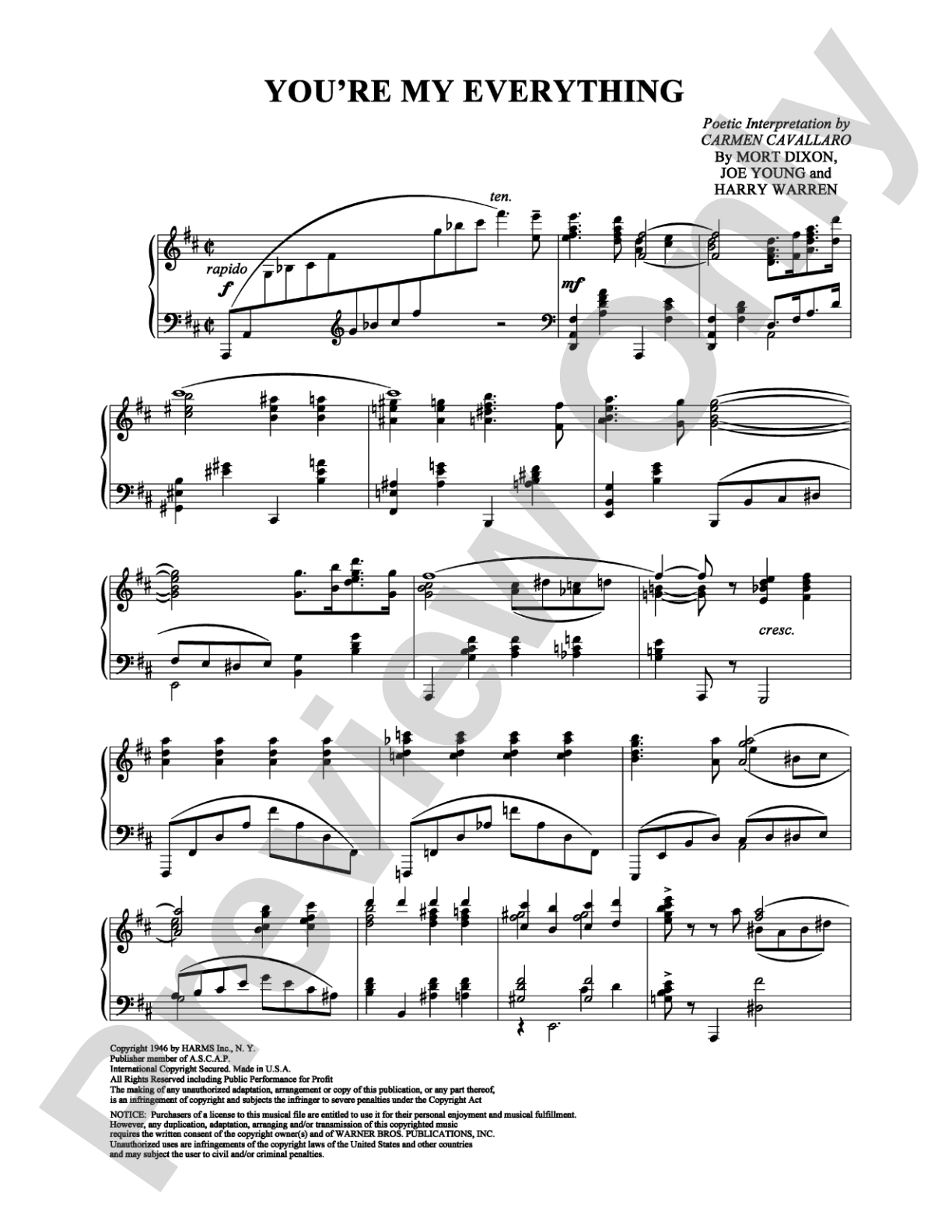 You're My Everything: Piano Digital Sheet Music