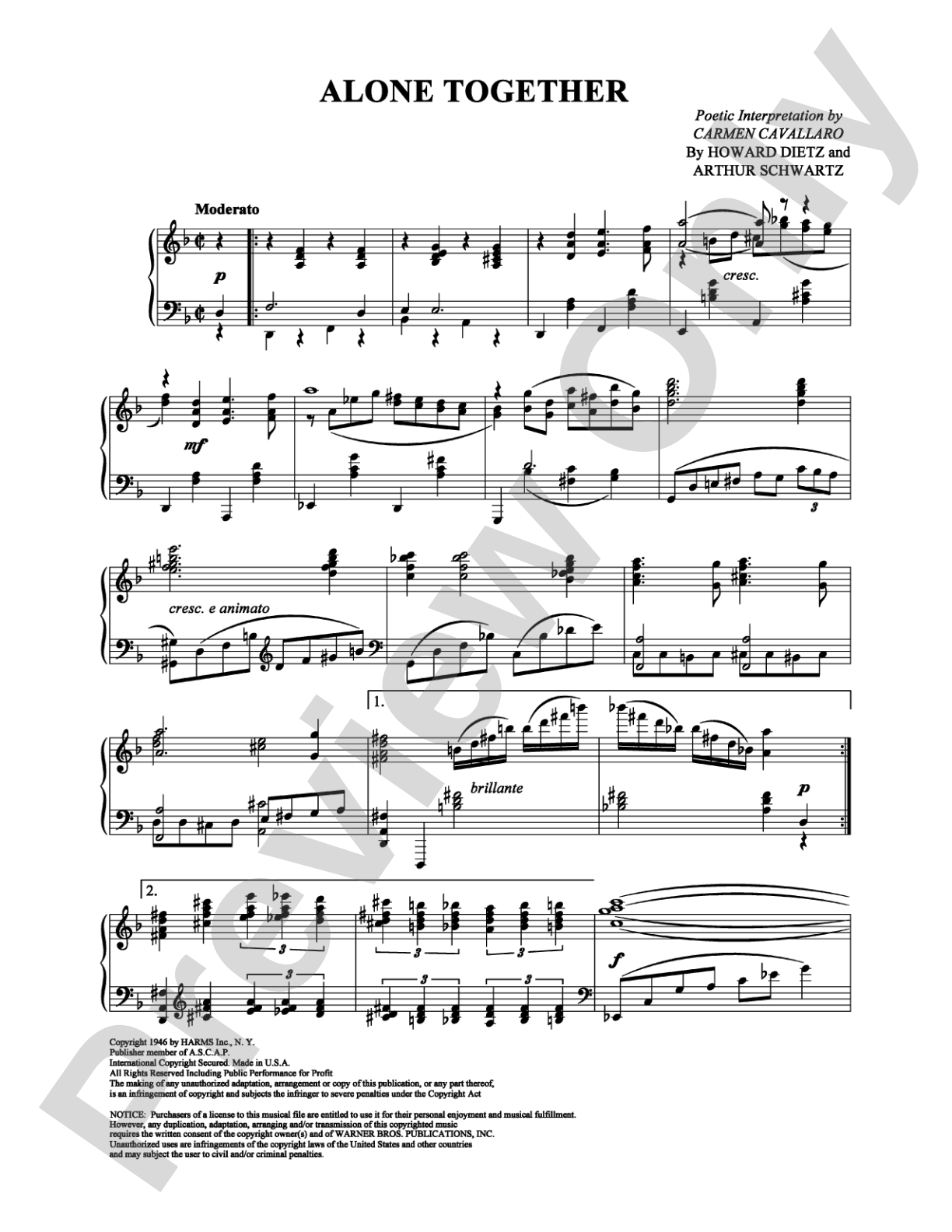 Alone Together: Piano Digital Sheet Music