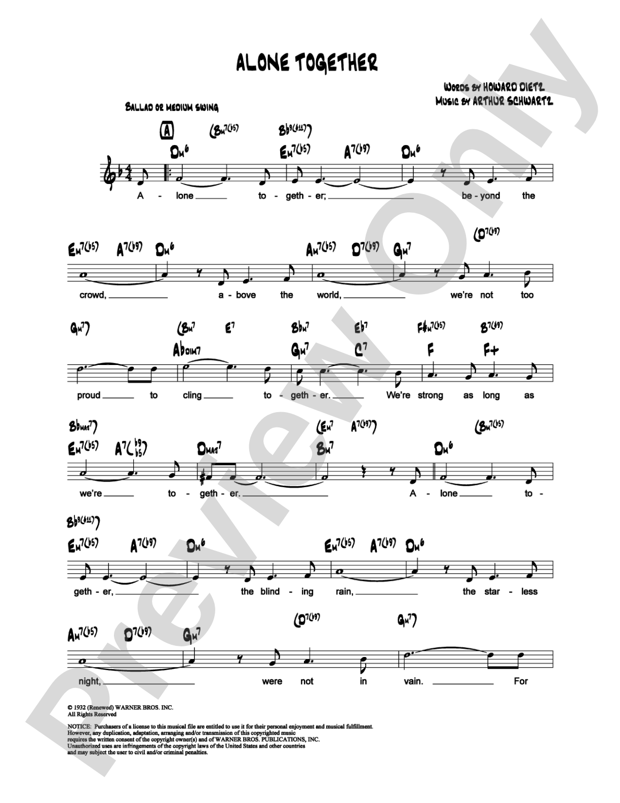 Alone Together: Lead Sheet Digital Sheet Music