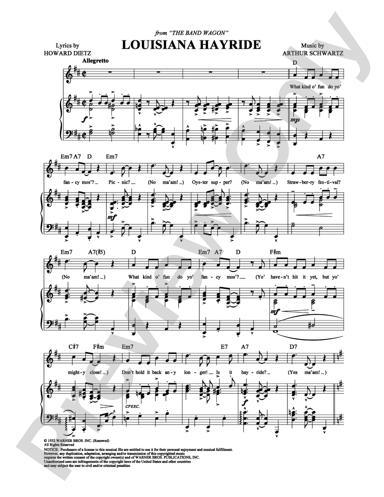 Louisiana Hayride: Piano/Vocal/Chords Digital Sheet Music