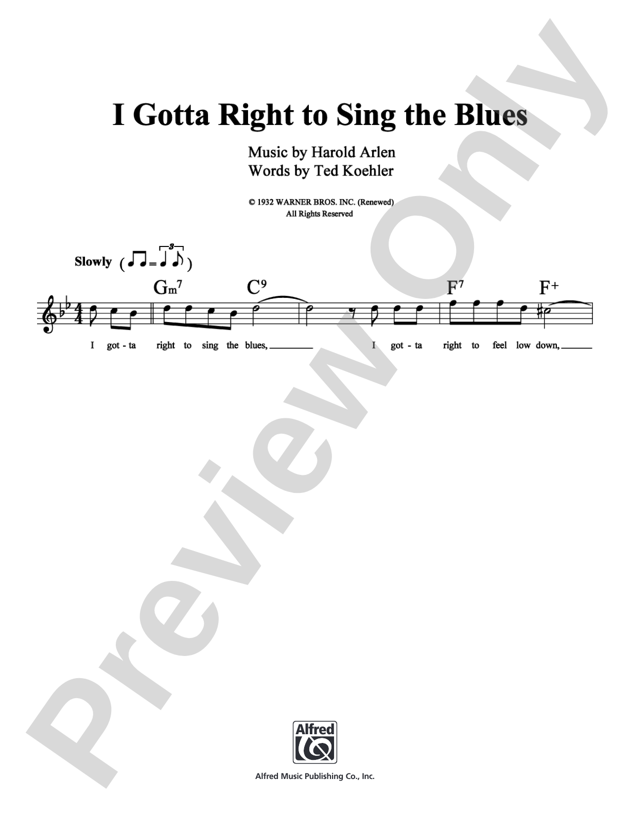 I Gotta Right to Sing the Blues: Lead Sheet Digital Sheet Music