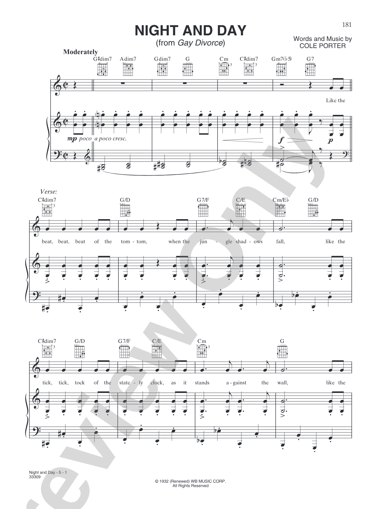 Night and Day (from "Gay Divorce"): Piano/Vocal/Chords