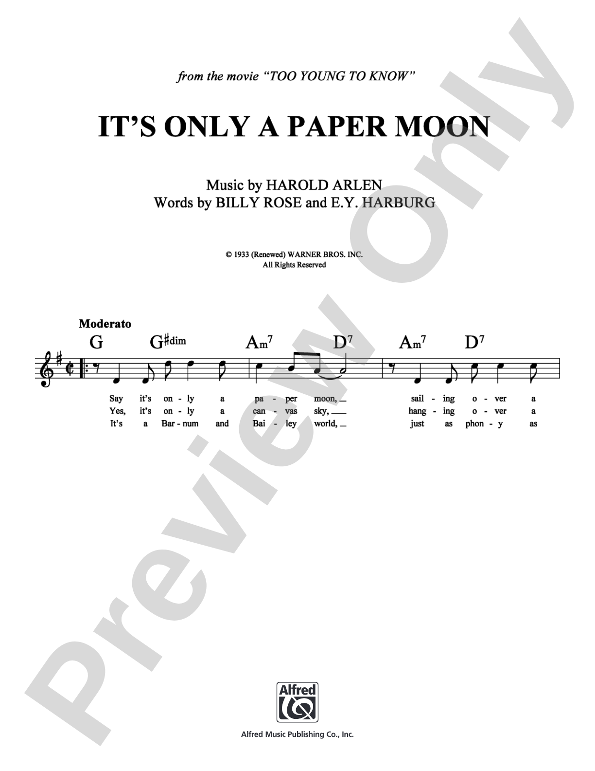 It's Only a Paper Moon: Lead Sheet Digital Sheet Music