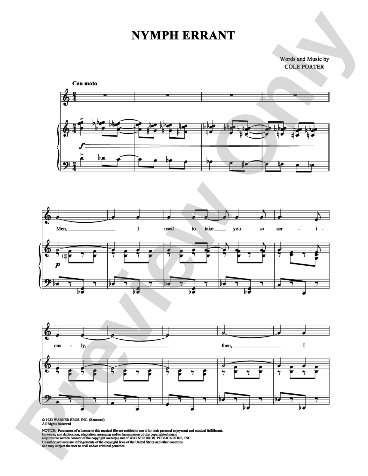 Nymph Errant: Piano/Vocal/Chords Digital Sheet Music