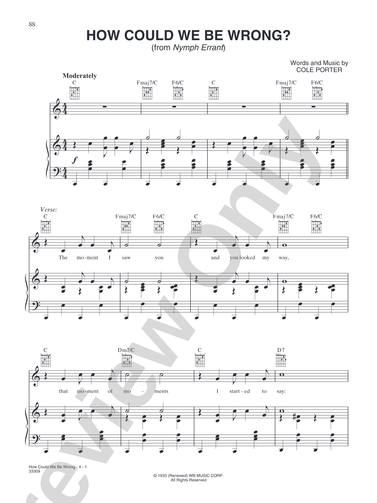 How Could We Be Wrong (from "Nymph Errant"): Piano/Vocal/Chords