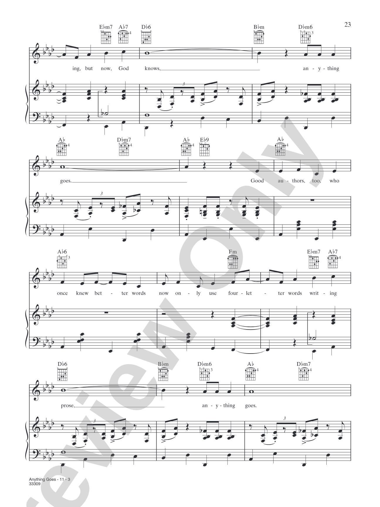 Anything Goes (from the 1987 Revival "Anything Goes"): Piano/Vocal/Chords