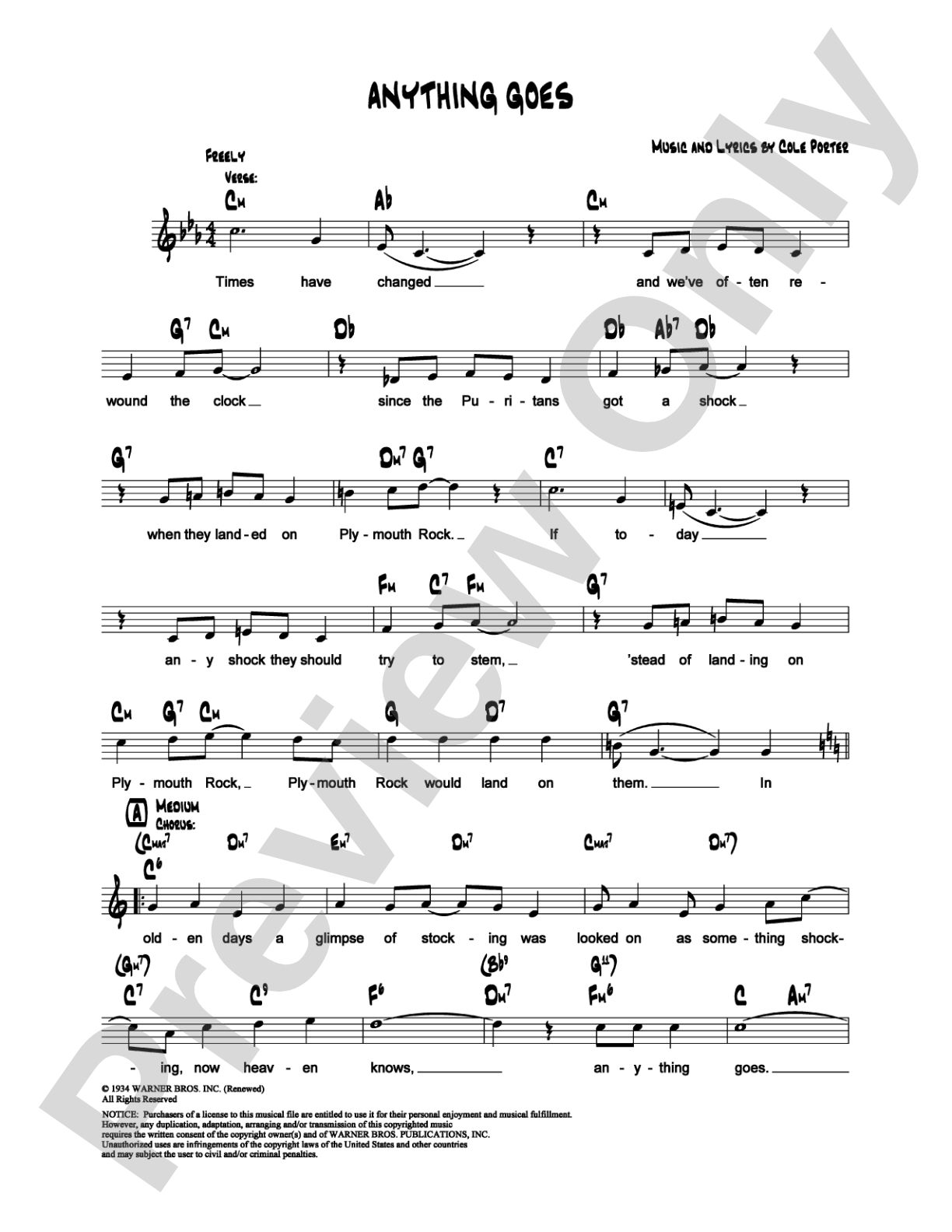 Anything Goes: Lead Sheet Digital Sheet Music