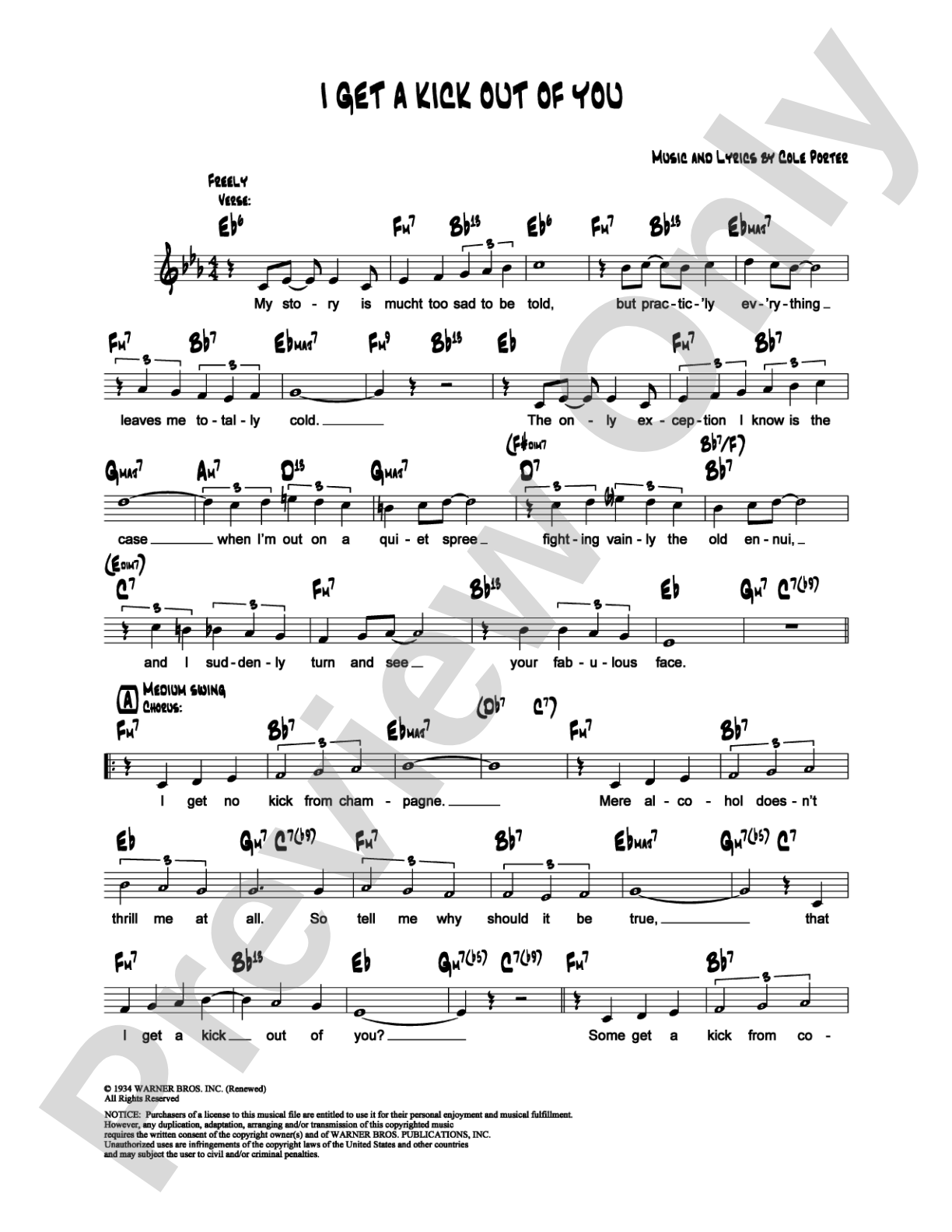 I Get a Kick Out of You: Lead Sheet Digital Sheet Music