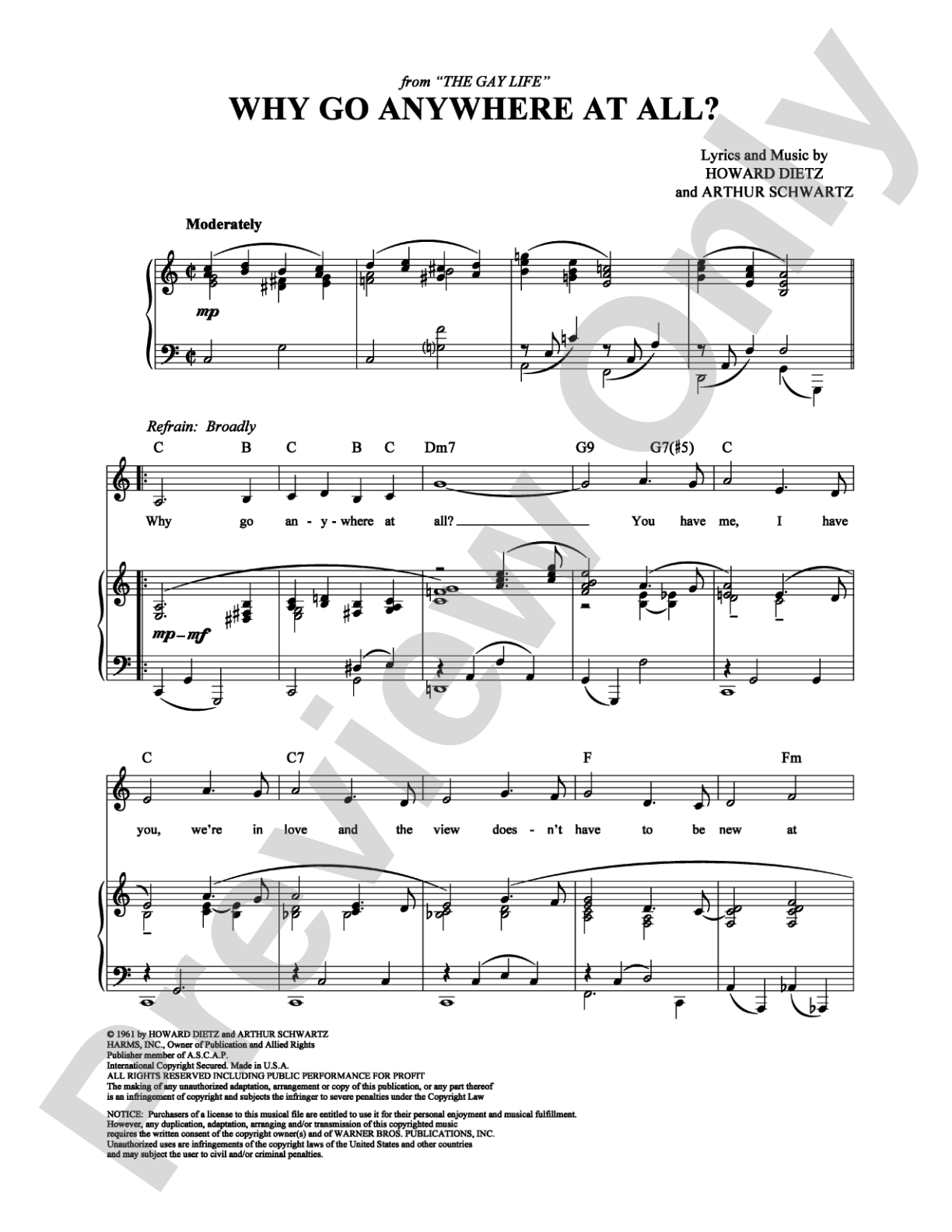 Why Go Anywhere At All?: Piano/Vocal/Chords Digital Sheet Music