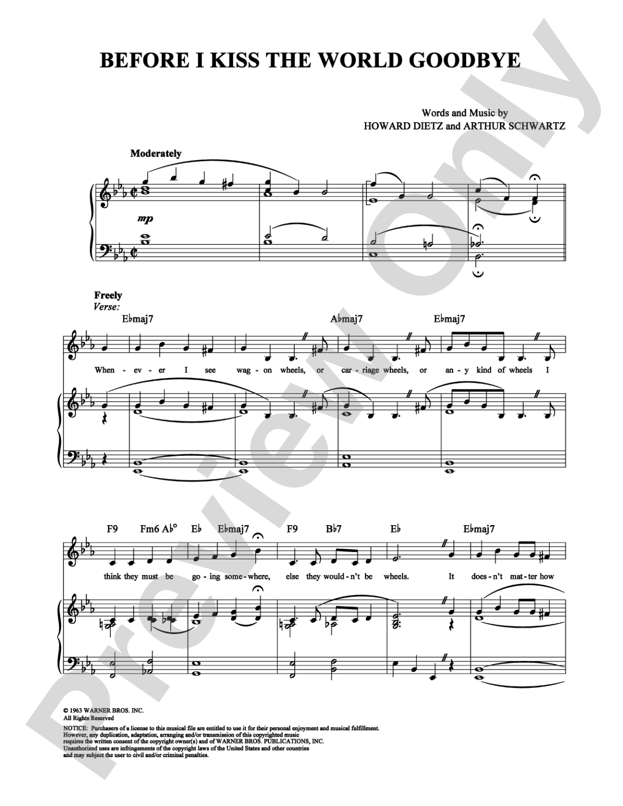 Before I Kiss the World Goodbye: Piano/Vocal/Chords Digital Sheet Music