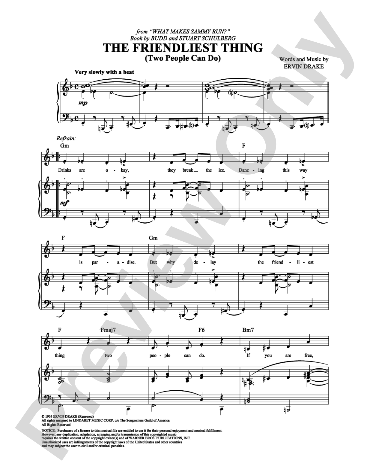 The Friendliest Thing (Two People Can Do): Piano/Vocal/Chords Digital Sheet Music