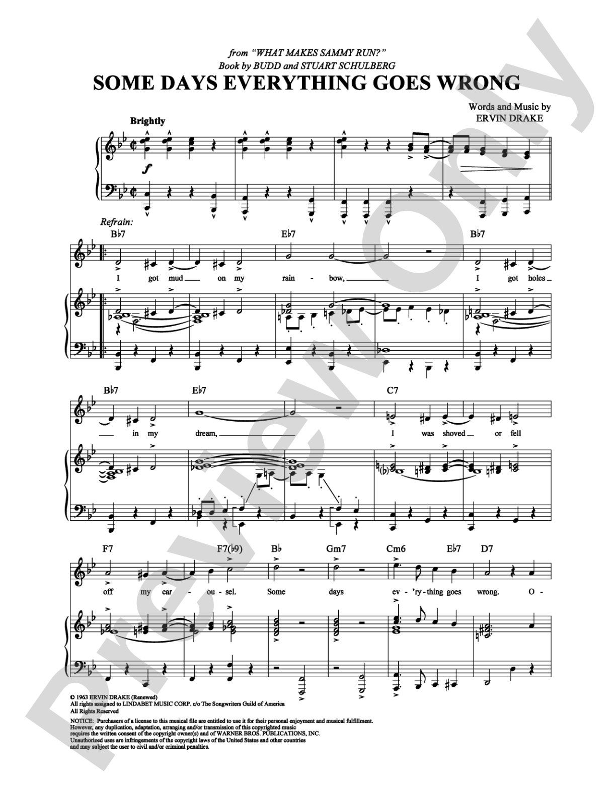 Some Days Everything Goes Wrong: Piano/Vocal/Chords Digital Sheet Music