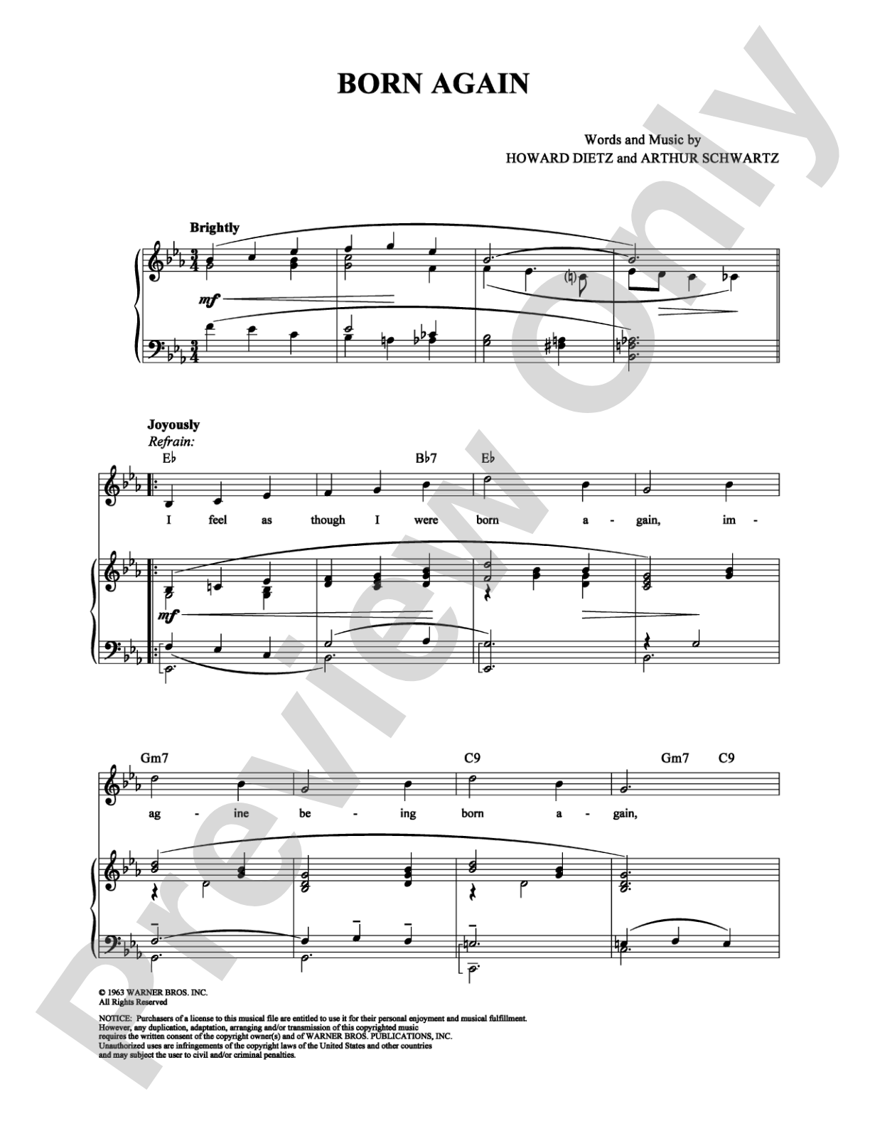 Born Again: Piano/Vocal/Chords Digital Sheet Music