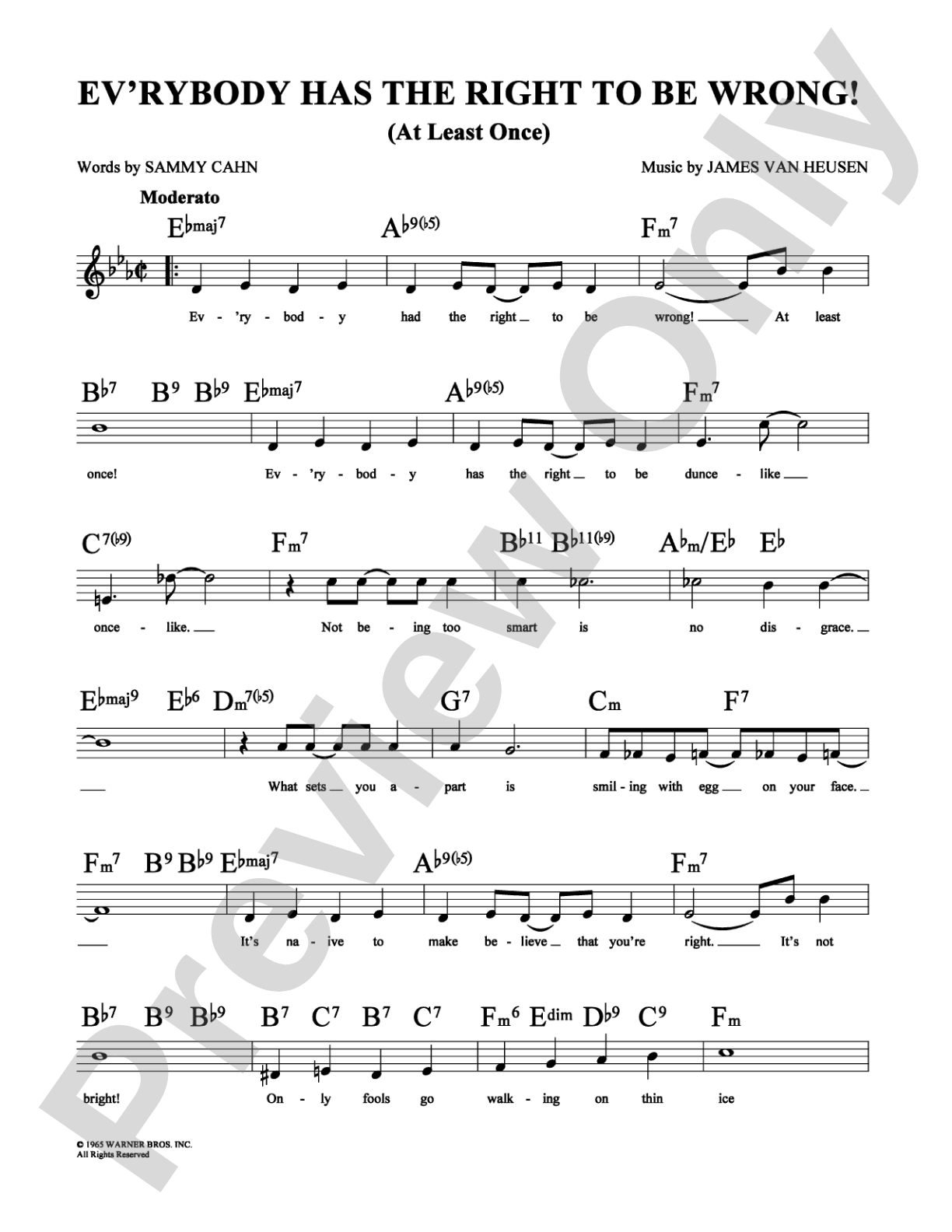 Ev'rybody Has the Right To Be Wrong! (At Least Once): Lead Sheet Digital Sheet Music