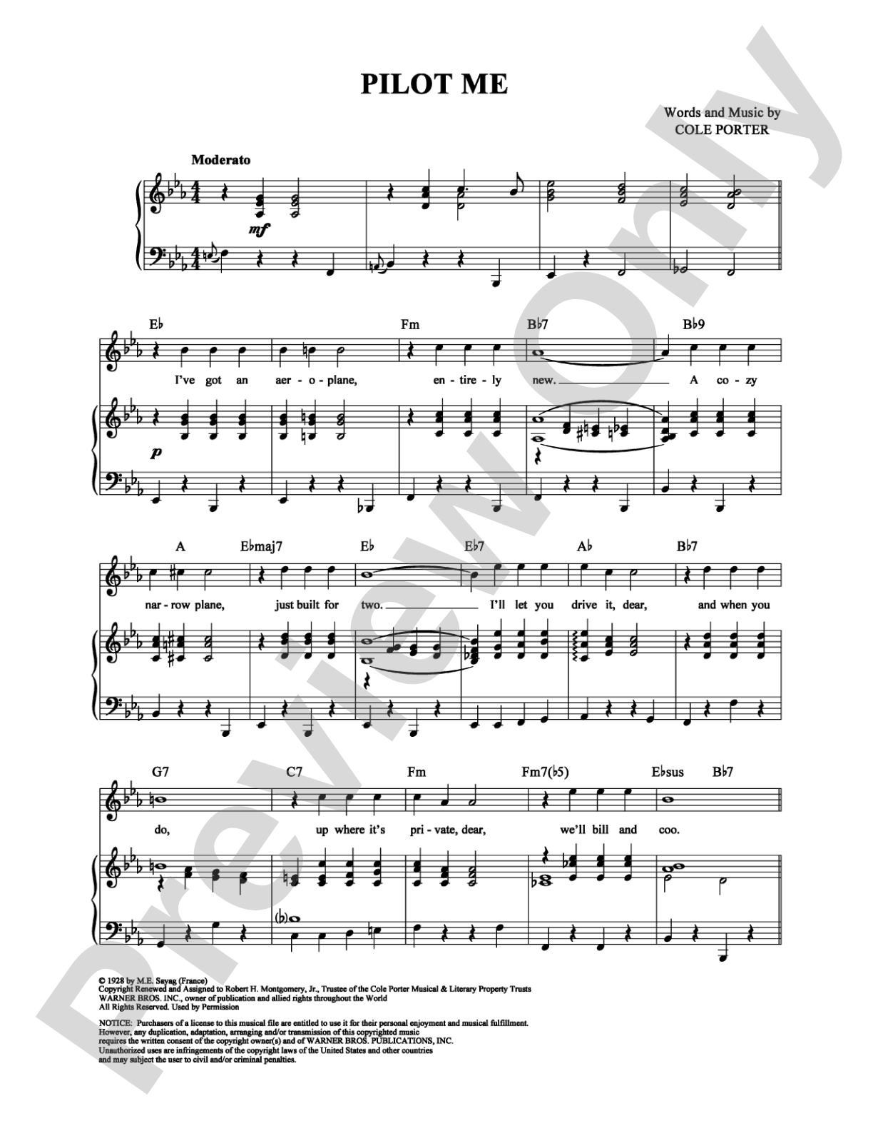 Pilot Me: Piano/Vocal/Chords Digital Sheet Music