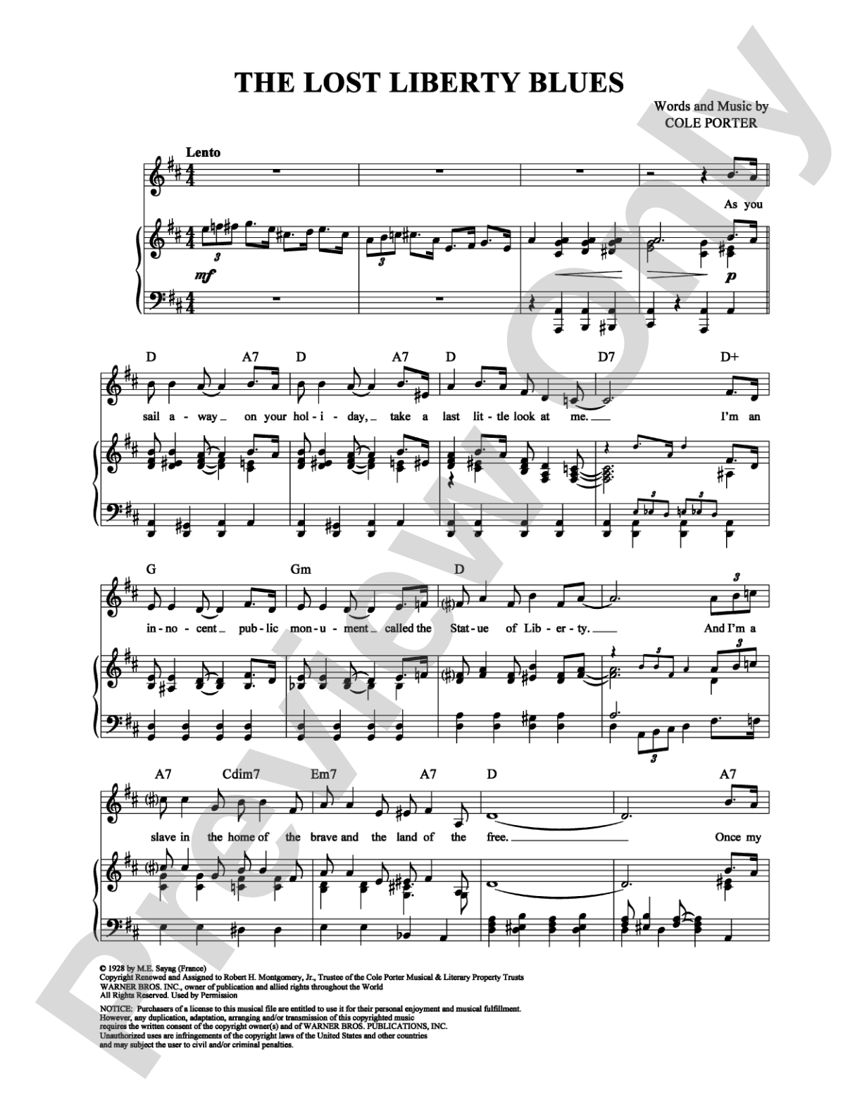 The Lost Liberty Blues: Piano/Vocal/Chords Digital Sheet Music