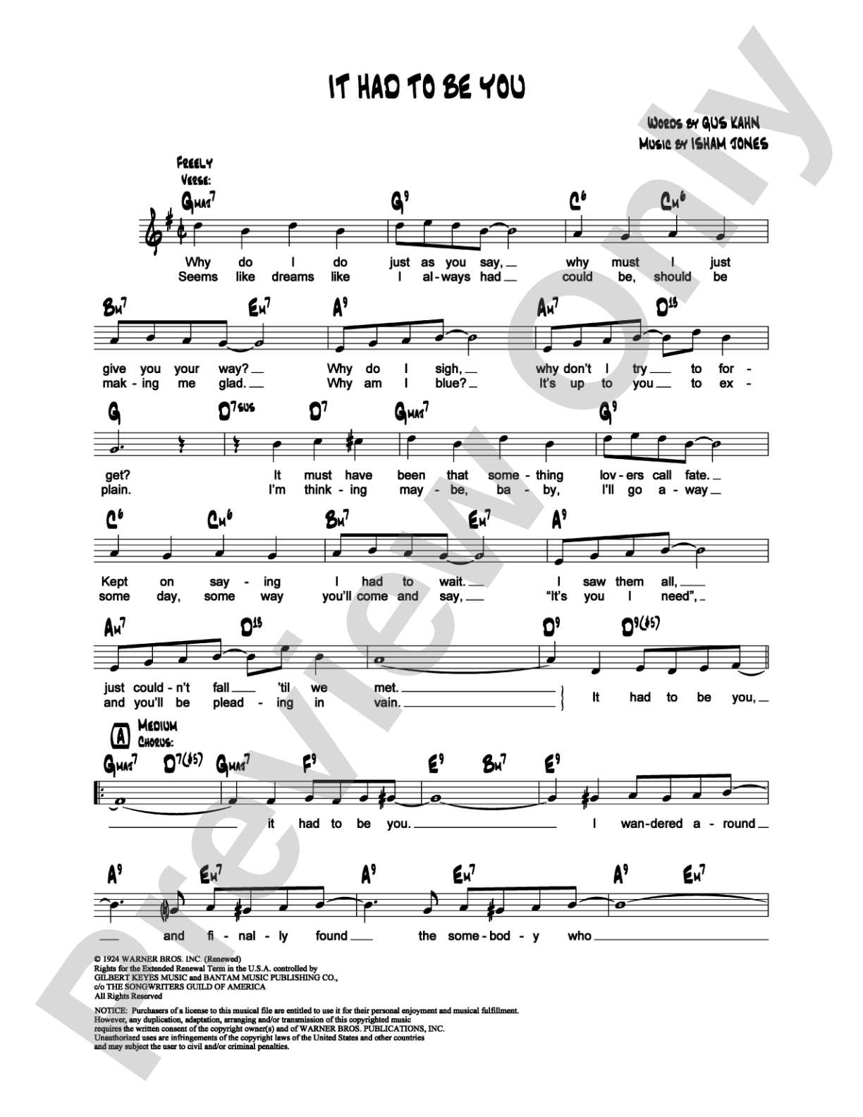 It Had to Be You: Lead Sheet Digital Sheet Music