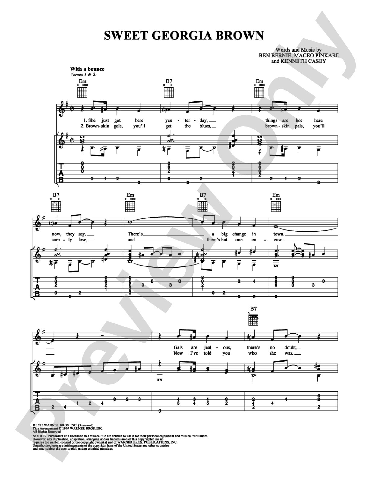 Sweet Georgia Brown: Guitar TAB Digital Sheet Music