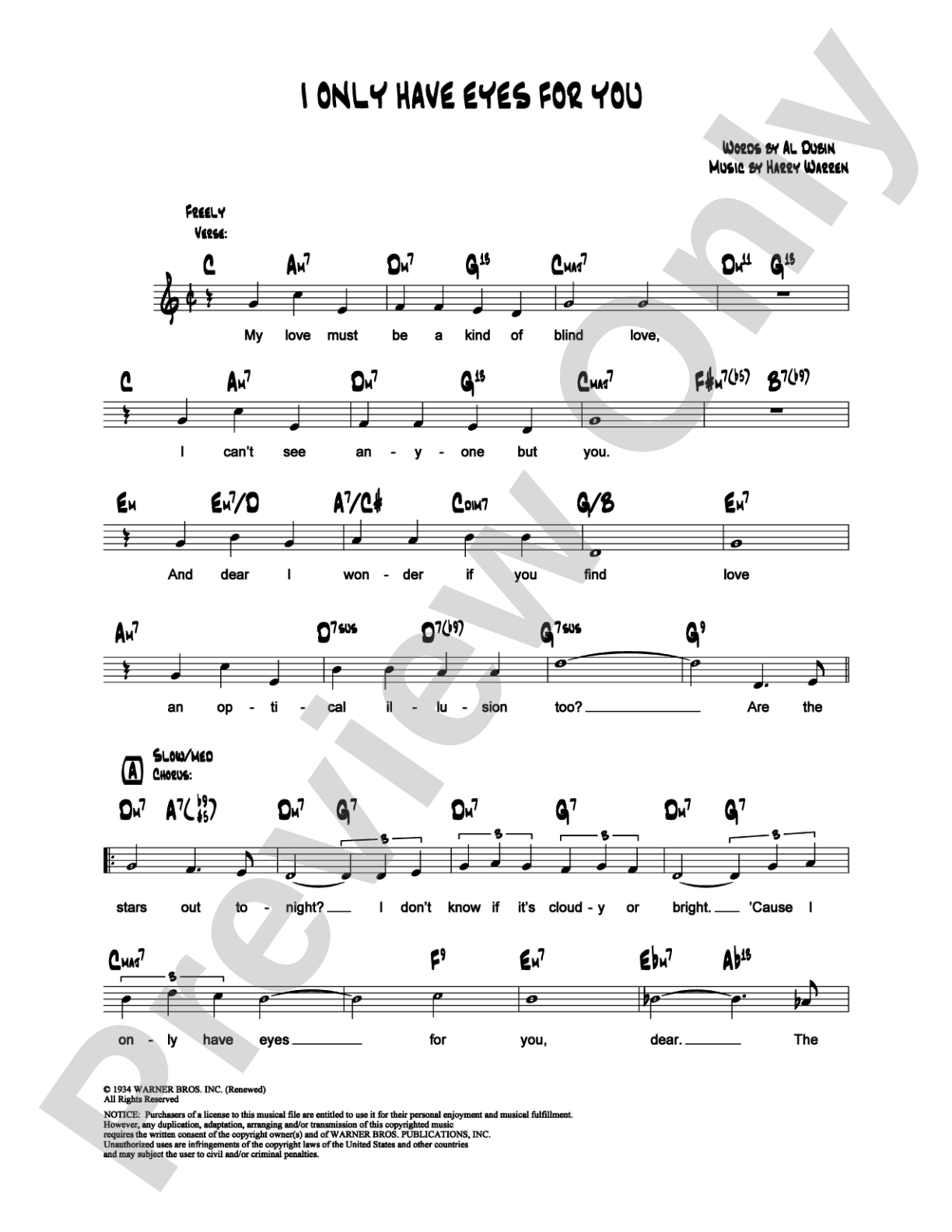 I Only Have Eyes for You: Lead Sheet Digital Sheet Music