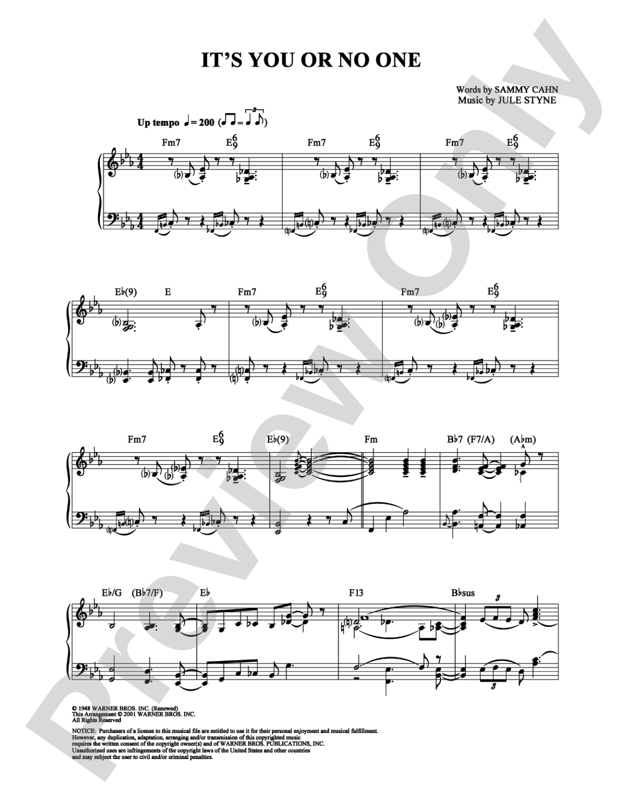 It's You or No One: Piano Digital Sheet Music
