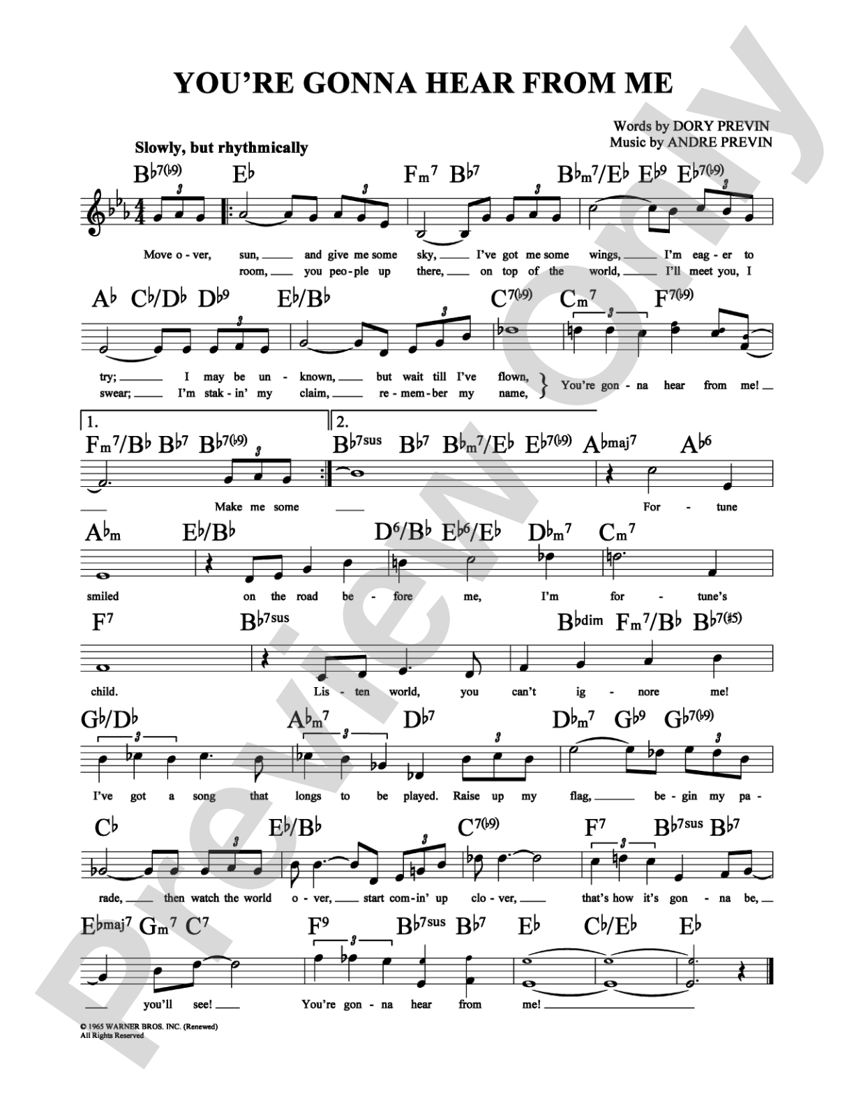 You're Gonna Hear From Me: Lead Sheet Digital Sheet Music