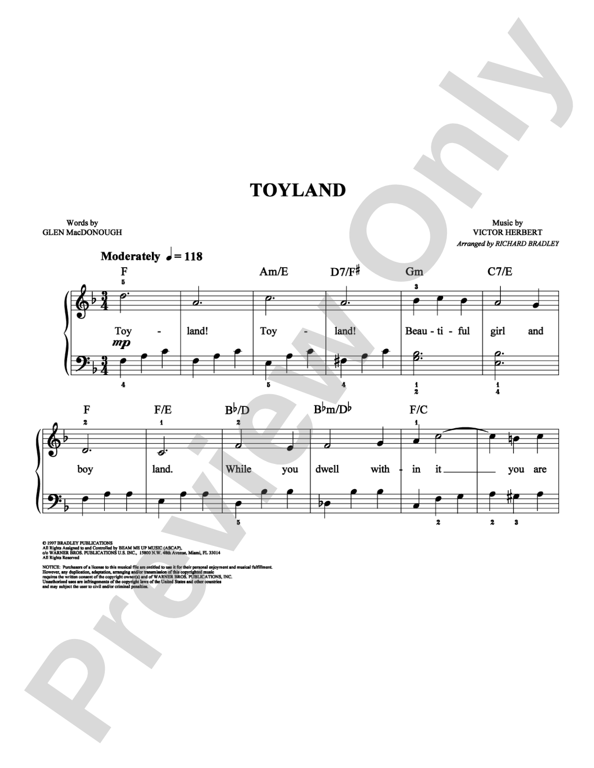 Toyland: Easy Piano Digital Sheet Music