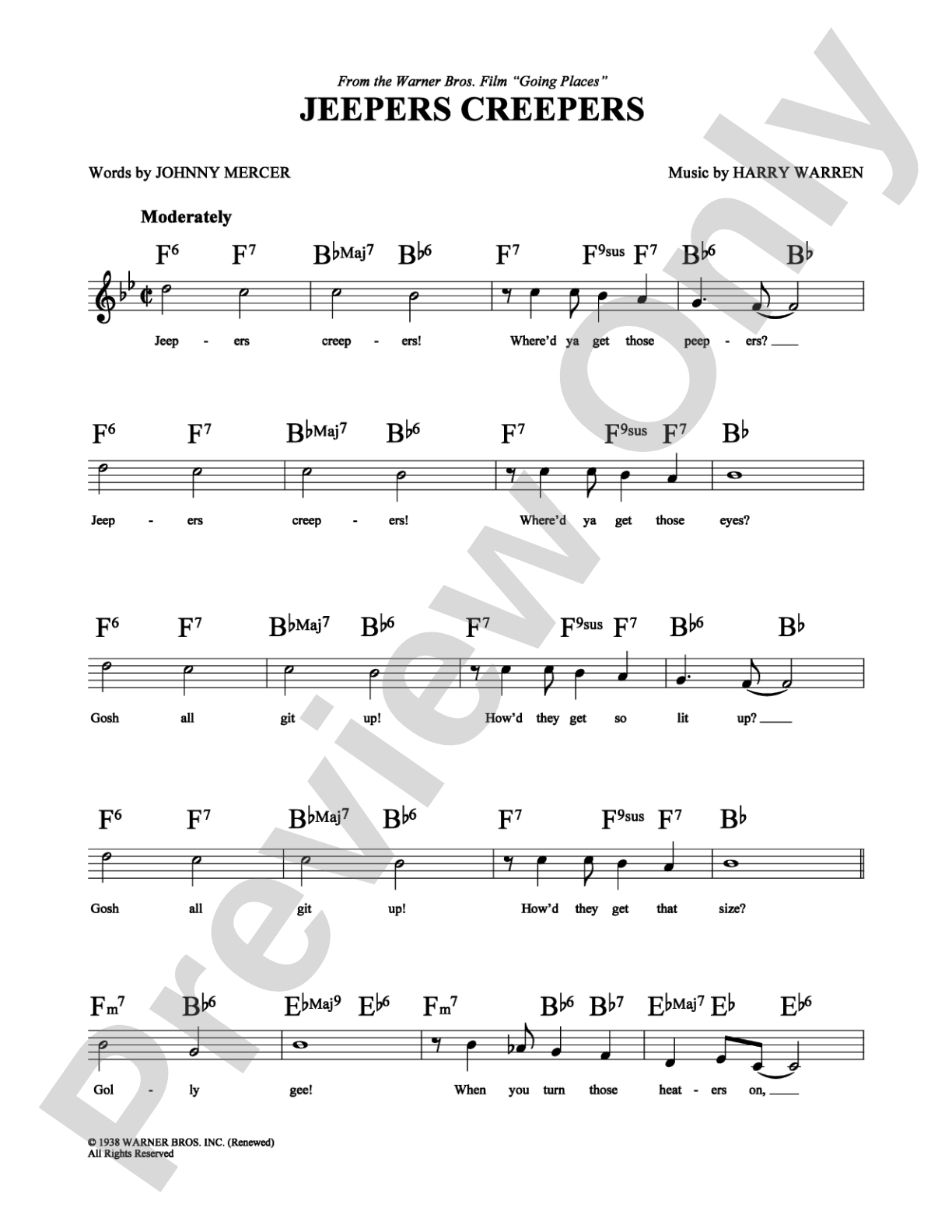 Jeepers Creepers: Lead Sheet Digital Sheet Music