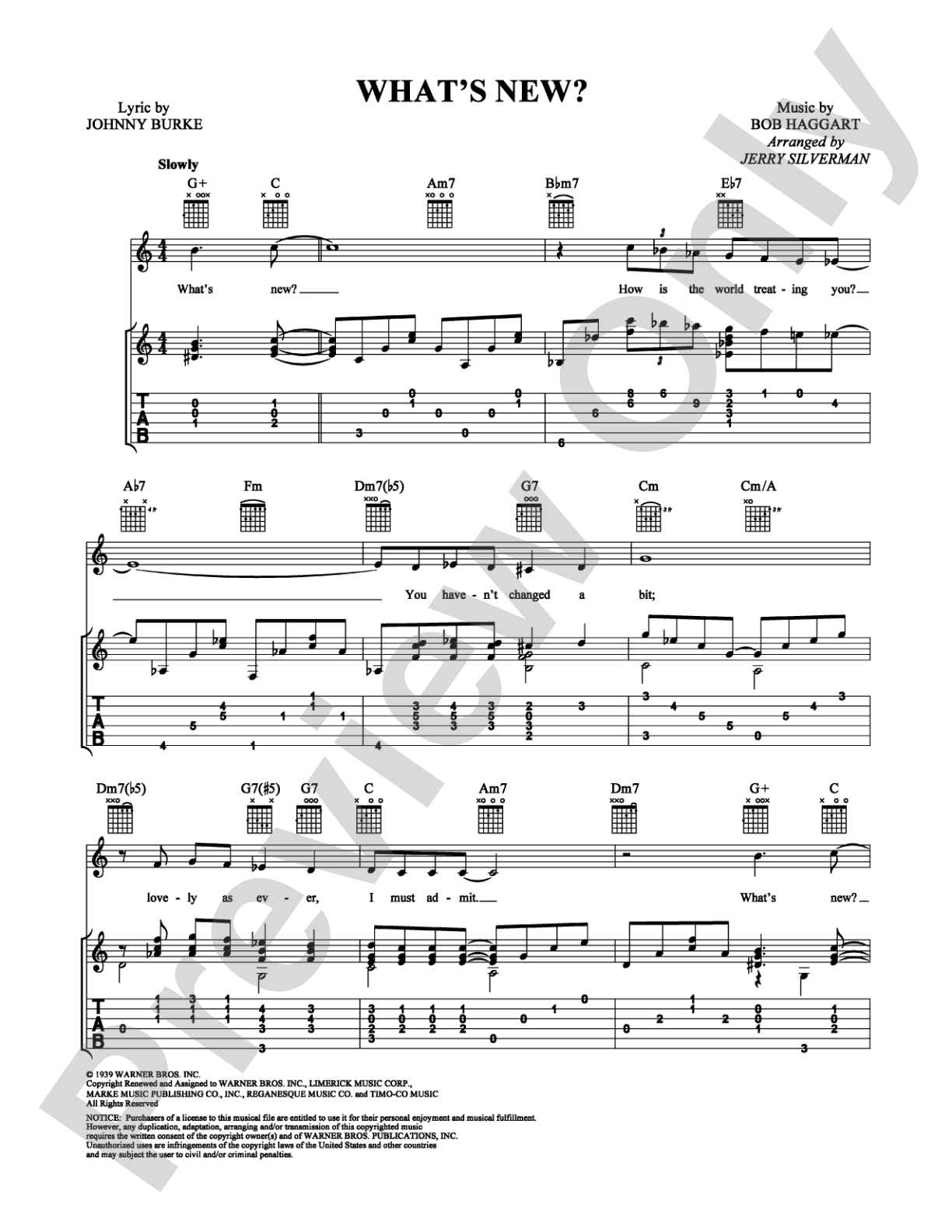What's New?: Guitar TAB Digital Sheet Music