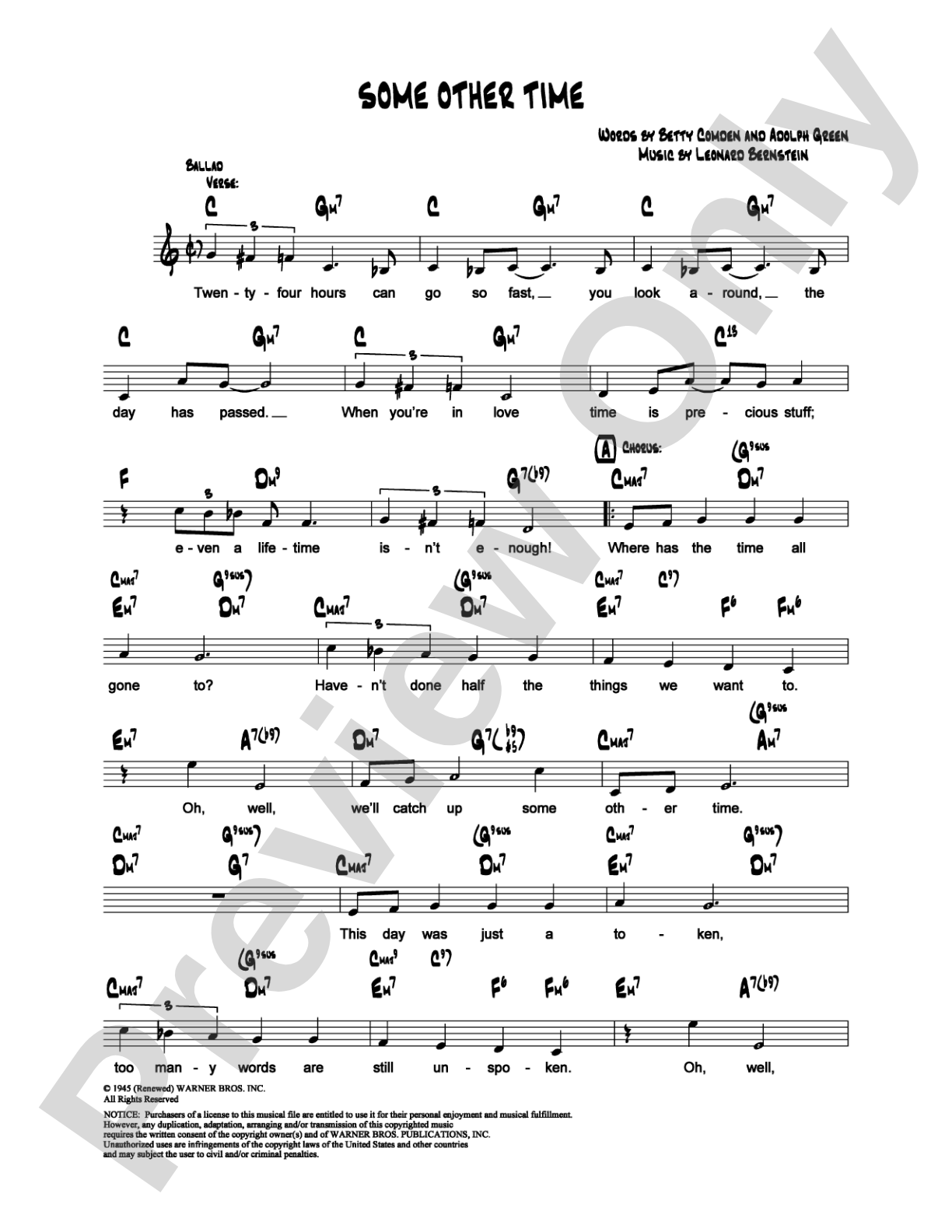 Some Other Time: Lead Sheet Digital Sheet Music