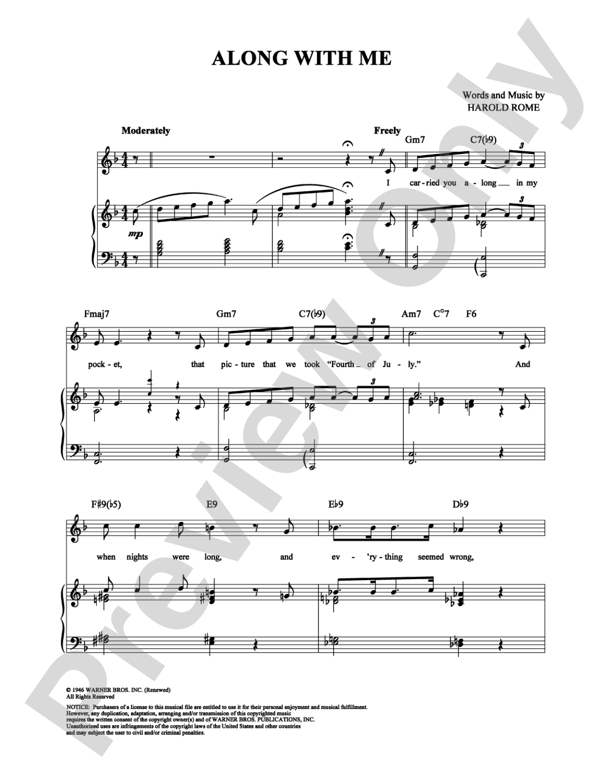 Along With Me: Piano/Vocal/Chords Digital Sheet Music