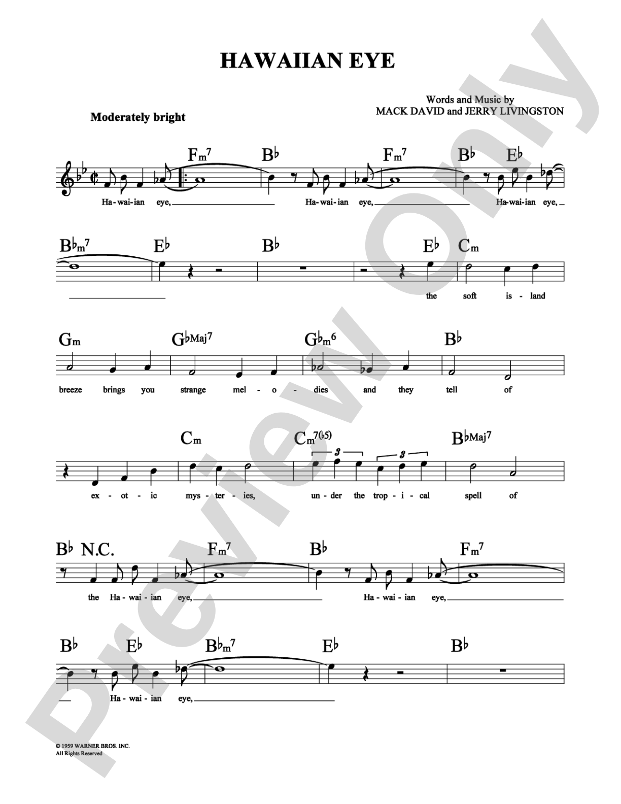 Hawaiian Eye: Lead Sheet Digital Sheet Music