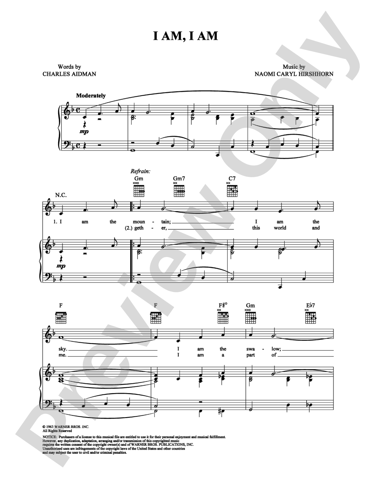 I Am, I Am: Piano/Vocal/Chords Digital Sheet Music