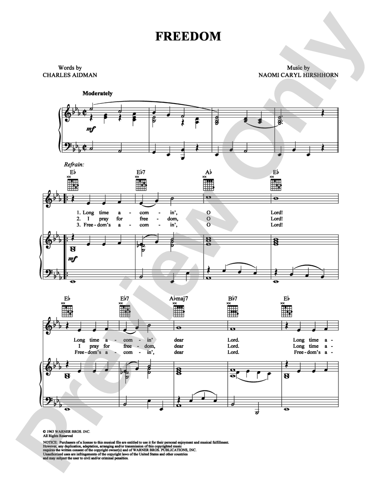 Freedom: Piano/Vocal/Chords Digital Sheet Music