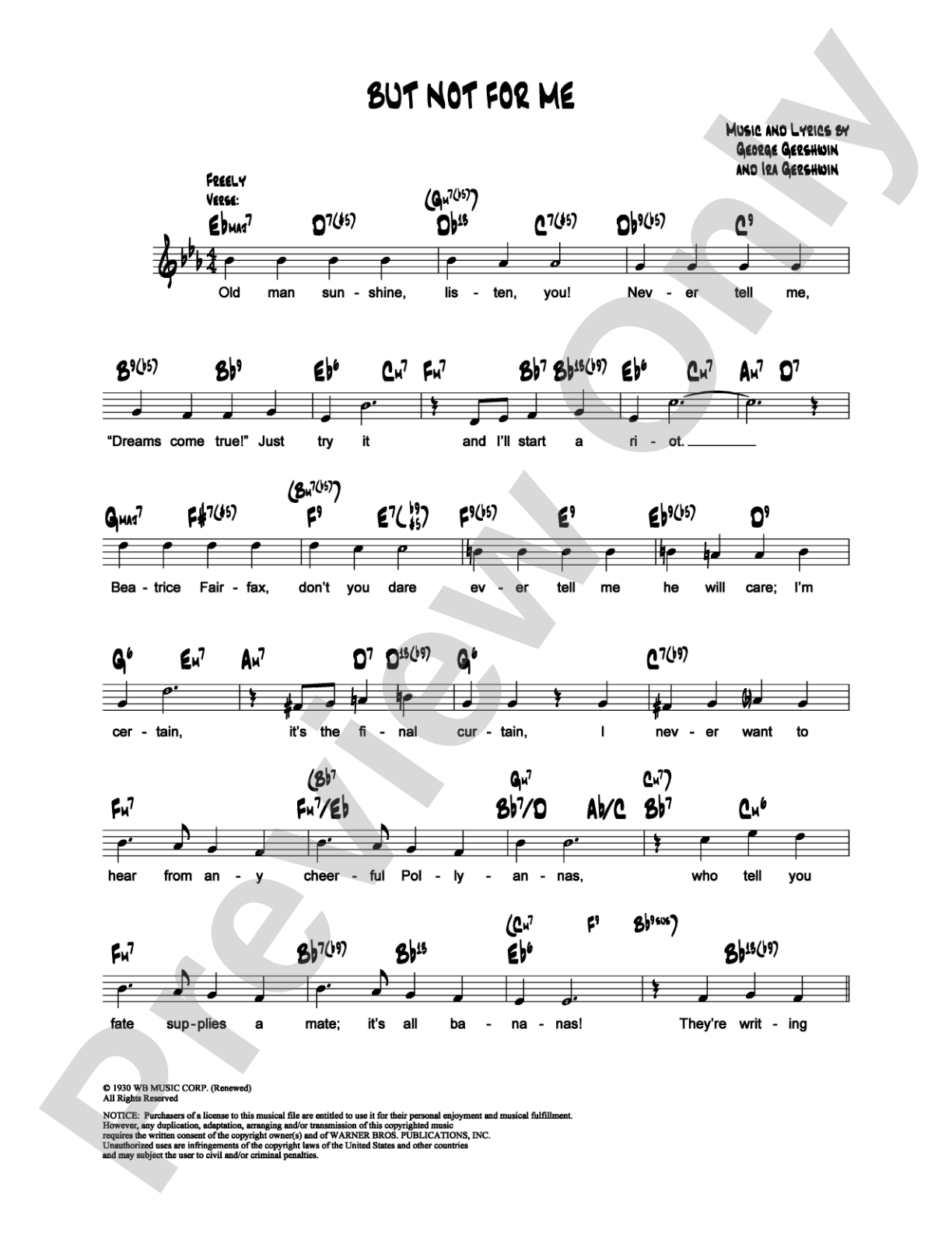 But Not For Me: Lead Sheet Digital Sheet Music
