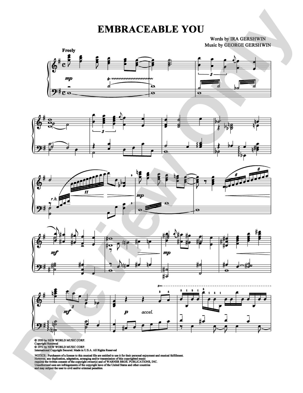Embraceable You: Piano Digital Sheet Music