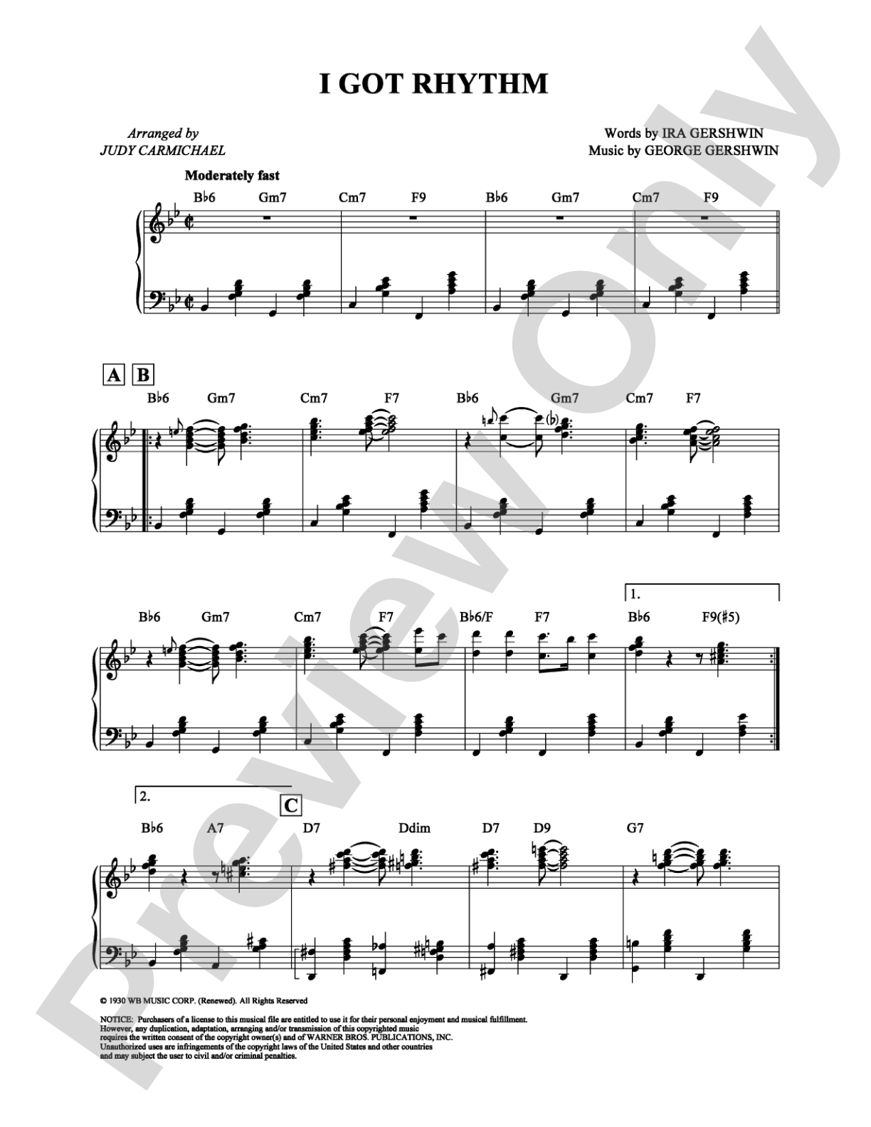 I Got Rhythm: Piano Digital Sheet Music
